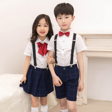 Boys Girls Strap Suits Sets Children's Shirts Pants Clothing Sets Kids School Uniforms  Kindergarten Chorus Costumes 2024 - buy cheap