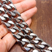 7-40 Inches Stainless Steel 15mm Wide Silver Color Cuban Curb Link Chain Necklace Or Bracelet For Biker Men's Jewelry Wholesale 2024 - buy cheap