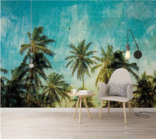 wellyu Custom wallpaper papel de parede Nordic style nostalgic coconut tree seascape background wall paper mural wall paper 2024 - buy cheap