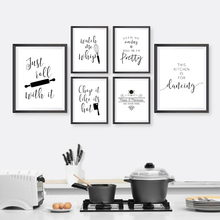 Kitchen Typography Wall Art Canvas Painting Black White Minimalist Quotes Posters And Prints Wall Pictures Kitchen Decoration 2024 - buy cheap