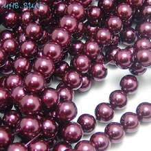 MHS.SUN 3MM-16MM Dark Fuchsia Color Imitation Pearl Beads Round Loose Glass Spacer Beads For Jewelry Making DIY Necklace 2024 - buy cheap