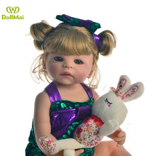 DollMai 22 Polegada 55 centímetros Renascer Baby Girl Corpo Cheio de Silicone Bonecas Reborn Lifelike Crianças Playmate bebes reborn Brinquedos do bebê presente 2024 - compre barato