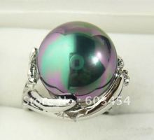 Hot selling>@@ Black Blue Pearl Silver Hand Ring Size: 6.7.8.9./ Bride jewelry free shipping 2024 - buy cheap