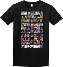Camiseta masculina de manga curta eurovision, camisa casual de algodão da moda slim fit para homens, 1956 a 2017 2024 - compre barato