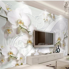Wellyu-papel tapiz personalizado con bonito patrón de Orquídea europea, Fondo de TV, mural de pared personalizada gran papel pintado verde 2024 - compra barato