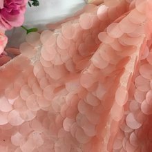 GLace-tela de lentejuelas de escamas de pescado rosa para ropa, vestido, decoración de rendimiento, tela de encaje de malla de boda, 1Y/lote, TX863 2024 - compra barato