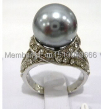 FREE SHIP >>>>>Gray South Sea Shell Pearl 18KWGP Crystal Ring size: 6.7.8.9 2024 - buy cheap