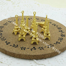 Sweet Bell Wholesale  (100 pieces/lot) 8*23mm golden Metal Alloy 3D Mini Eiffel Tower Charms Pendants Jewelry Making 4B680 2024 - buy cheap