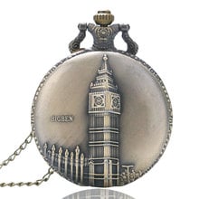 Vintage London BIG BEN Design Quartz Pocket Watch Pendant Chain Necklace Clock Watches Retro Bronze Fashion Men Women Gifts P82 2024 - buy cheap