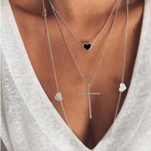 multi love Heart silver color chain Women Choker Necklace chocker Jewelry collana Bijoux Femme Joyas mujer Collier ras du cou 2024 - buy cheap