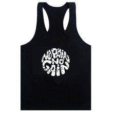 NO PAIN NO GAIN Printing Bodybuilding Stringer Tank Top men Gym Stringer Shirt Fitness Tanktop Men Gym Clothing 100% Cotton Vest 2024 - buy cheap