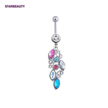 Colorful Crystal Flower Navel Piercing Nombril, Boutique Belly Button Rings Summer Belly Piercing Ombligo, Sexy Navel Piercings 2024 - buy cheap