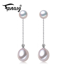 FENASY white pearl earrings 925 Sterling Silver earrings party vintage earrings Double pearl Jewelry for Women long earrings 2024 - buy cheap
