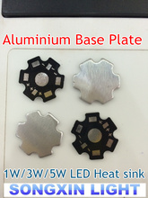 Radiador com base de alumínio para lâmpada 20mm, refletor com base de alumínio de led de alta potência de 1w, 3w e 5w de 200