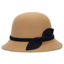 Chapéu tipo fedora para mulheres, chapéu da moda vintage para outono e inverno, de lã, tipo sino, para mulheres 2024 - compre barato