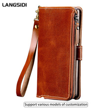 Multi-functional Genuine Leather Wallet Case For Samsung Galaxy S20 ultra s8 plus s9 s10 lite Silicone Protect Phone Bag Cover 2024 - compre barato