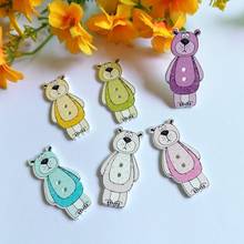 40pcs/Lot Colorful 2 Holes Mixed Bear Wooden Buttons Sewing Scrapbook Products Buttons for Craft DIY Scrapbooking 2024 - buy cheap