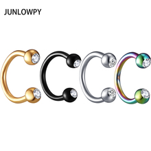 JUNLOPWY Nose Piercing Hoop Rings Stainless Steel 16G Screw CZ Nose Studs Body Jewelry Cartilage Tragus Helix Earring 100pcs 2024 - buy cheap