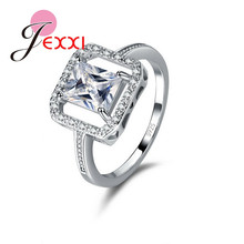 Anéis de prata esterlina 925 para mulheres, grande promoção, branco, quadrado, para casamento, noivado, zircônia cúbica 2024 - compre barato