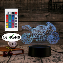 3D светодиодный светильник Novety, креативный подарок, Ночной светильник, настольная лампа, мотоциклетный светодиодный светильник для дома, коридора, отеля, вечевечерние, атмосферный светильник s 2024 - купить недорого
