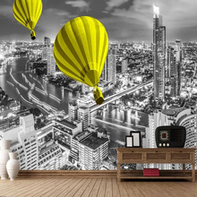 3D Hot Air Balloon City Night Wallpaper Murals for Living Room Printed Art Wall Decals Wall Mural Paper Rolls Contact Paper Roll 2024 - buy cheap