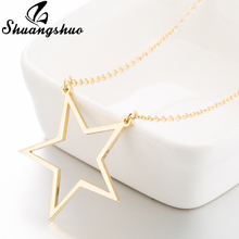 Shuangshuo Women Gold Necklaces Star Pendant Necklace Collares Hollow Out Big Star Stainless Steel Necklaces Collier Femme Gifts 2024 - buy cheap