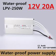 Factory outlet  250W 12V 20A IP67 Waterproof LED power supply outdoor use for led strip Driver Lighting Transformer (LPV-250-12) 2024 - buy cheap
