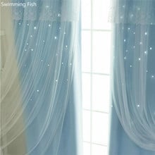 Korean girls heart series princess wind fantasy hollow stars cloth curtain+sheer finished dual layer curtains for bedroom 2024 - buy cheap