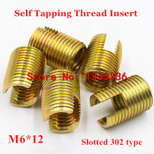 20pcs M6*1.0*12 (L) Self Tapping Thread Insert, 302 Slotted Type Screw Bushing M6 Steel with Zinc Wire Thread Repair Insert 2024 - buy cheap