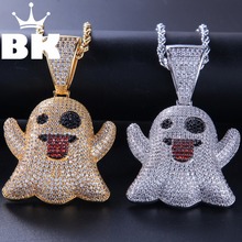 El rey BLING personalizado fantasma collar Hip Hop lleno Iced Out Cubic Zirconia oro plata CZ piedra 2024 - compra barato