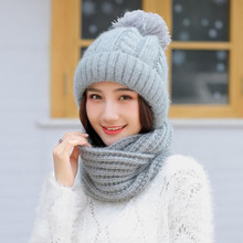 SUOGRY Winter Accessories for Women Thick Warm Women Winter Beanie Hat Scarf Set Ladies Knitted Wool Hat Scarf for Winter Set 2024 - buy cheap