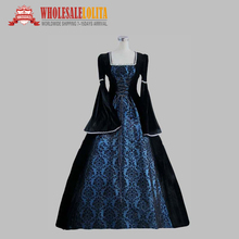 Gothic Black and Blue Print Elegant Victorian Ball Gown  Dress Cosplay Dress 2024 - buy cheap