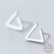 Brinco triangular feminino simples, joia simples de prata esterlina 925 2024 - compre barato