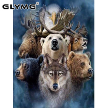 GLymg Animal Series Wolf Bear Deer 5d Diamond Painting Full Drill Diamond Embroidery Mosaic Wall Stickers Living Room Decoration 2024 - buy cheap