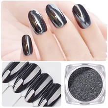 Aurora pó de glitter para unha espelhado e preto, arte de decoração para unhas, pigmento cromado brilhante, pó de paetês, 1 peça 2024 - compre barato