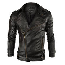 New Brand Leather Jacket Men 2020Fashion Mens Slim Fit Motorcycle Biker Jacket Casual Homme 2024 - buy cheap