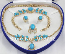 free shipping >>>>>1set  Yellow Gold GP Inlay stone Necklace Bracelet Earring Ring SS-36 2024 - buy cheap