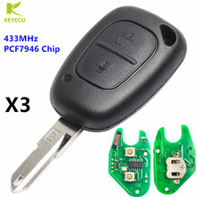 KEYECU 3PCS Replacement Remote Key 2Button 433MHz PCF7946 Chip for NISSAN PRIMESTAR 2000 2001 2002 2003 2004 2005 2006 2007 2008 2024 - buy cheap