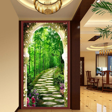 Mosaico de pintura com bordados, pintura em ponto cruz totalmente profundo no bambu, entrada de floresta, pintura grande, diy, presente de decoração de venda 5d 2024 - compre barato