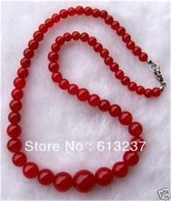 Moda 6-14mm piedra natural rojo teñido calcedonia jade granos redondos collar de cadena para las mujeres gargantilla joyería de la torre 18 pulgadas MY5321 2024 - compra barato