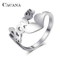 Женские кольца CACANA, из нержавеющей стали, с полым сердечком, модные, для свадьбы, для резки ювелирных изделий, оптовая продажа R209 2024 - купить недорого