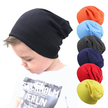 Осенне-зимняя хлопковая детская шапка, однотонные детские шапки, теплые облегающие шапки для мальчиков и девочек, шапки, Детские шапочки для малышей, шапка, вязаная детская шапка 2024 - купить недорого