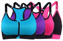 Women Fitness Yoga Sports Bra For Running Gym Padded Wirefree Shakeproof Underwear Push Up Seamless Front Zipper Top Bra 2024 - buy cheap