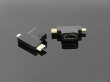 Высокое качество 3 в 1 Micro HDMI male + Mini HDMI male to HDMI 1,4 женский кабель адаптер конвертер для HDTV 1080P hdmi кабели 2024 - купить недорого