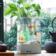 HONGYI 1 piece lazy mini small acrylic goldfish bowl fish tank free water change transparent betta fish tank creative goods 2024 - buy cheap