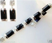 Wholesale price 16new ^^^^Jewelry Black stone Bracelet Earring set 2024 - buy cheap