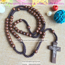 12pcs/pack 8MM natural wood brown color rosary necklace / cord religious rosary necklace/rope rosary 2024 - buy cheap