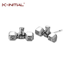 Kinitial Vintage Dumbbell Earrings for Women Barbell Punk Gothic Stud Earrings Hot Sale Sport Lover Earring Jewelry 2024 - buy cheap