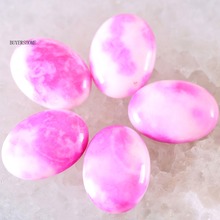 For Jewelry Making Necklace Pendant Bracelet Earrings 22x30MM Oval Natural Stone Bead Pink Jad CAB Cabochon 2Pcs K504 2024 - buy cheap