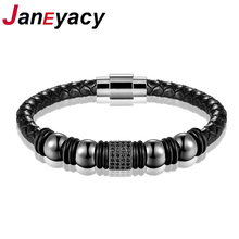 Jadisney pulseira de couro artesanal, bracelete com contas para homens e mulheres, casual 2024 - compre barato